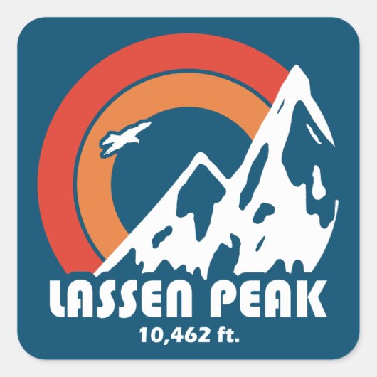 Lassen Peak California Sun Eagle Quadratischer Aufkleber (Vorderseite)