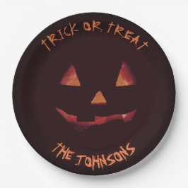 Lassen Sie den Namen des Pumpkin-Halloween-Party a Pappteller