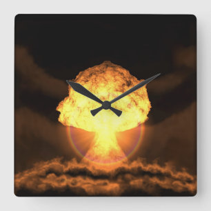 Lassen Sie die Bombe fallen Quadratische Wanduhr