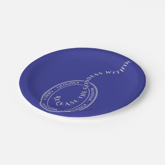 Lassen Sie die Göttin auf der Papiertüte los Pappteller (Schrägansicht)