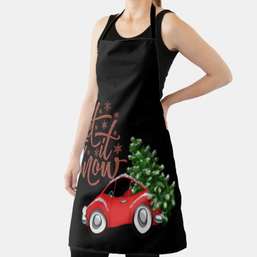 Lassen Sie es Auto mit Weihnachtsbaum schneien Schürze (InSitu)