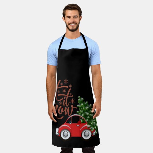 Lassen Sie es Auto mit Weihnachtsbaum schneien Schürze (Getragen)