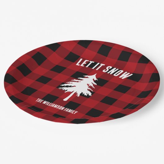 Lassen Sie es Buffalo Karierten Urlaub genießen Pappteller (Schrägansicht)