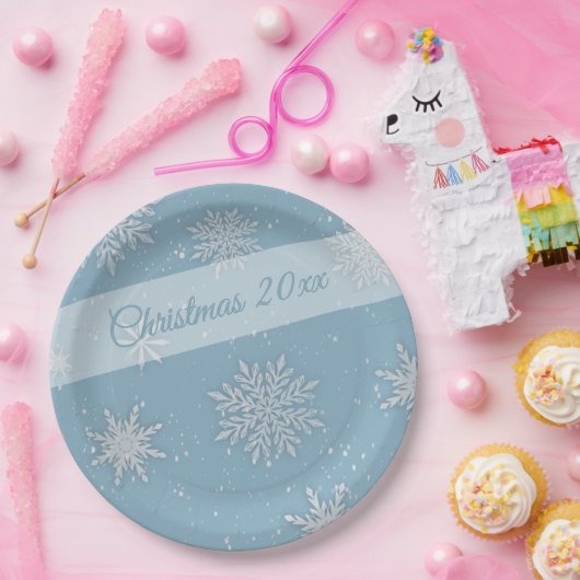 Lassen Sie es die Blue Paper-Teller schneien Pappteller (Party)