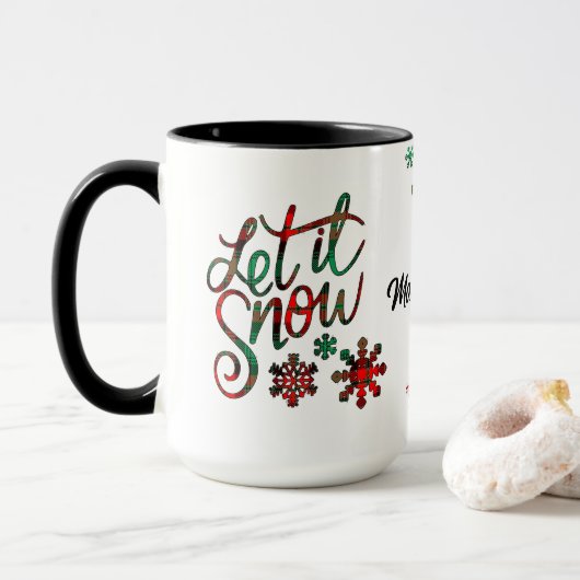 Lassen Sie es Karierte Weihnachtsfeiertage Tasse s (Mit Donut)