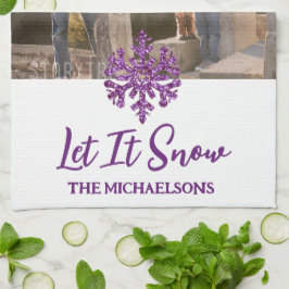 Lassen Sie es Lila schneeflattern Geschirrtuch