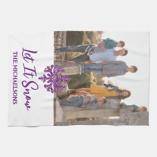 Lassen Sie es Lila schneeflattern Geschirrtuch (Horizontal)