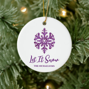 Lassen Sie es Lila schneeflattern Keramik Ornament