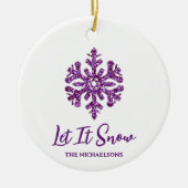 Lassen Sie es Lila schneeflattern Keramik Ornament (Vorne)