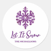 Lassen Sie es Lila schneeflattern Runder Aufkleber (Vorderseite)