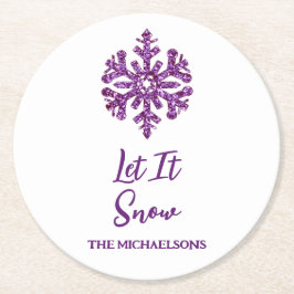Lassen Sie es Lila schneeflattern Runder Pappuntersetzer