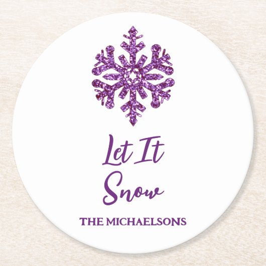 Lassen Sie es Lila schneeflattern Runder Pappuntersetzer (Vorderseite)