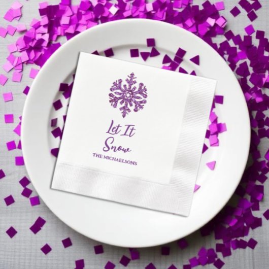 Lassen Sie es Lila schneeflattern Serviette