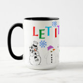 Lassen Sie es mit Schneemännern über die Tasse des (Links)