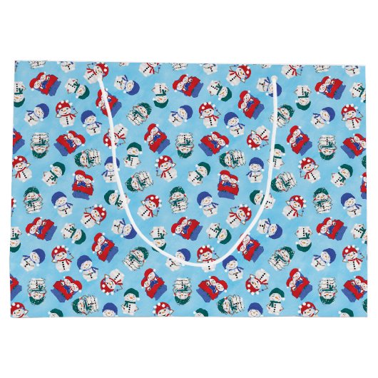 Lassen Sie es Niedliche Schneemänner Wasserfarbenz Große Geschenktüte (Rückseite)