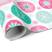Lassen Sie es rosa Aquamarine Schneeflocken schwit Geschenkpapier (Rolleneckpunkt)