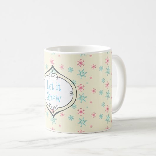 Lassen Sie es rosa und blau schneeflocken Muster Kaffeetasse (VorderseiteRechts)