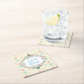 Lassen Sie es rosa und blaue Schneeflocken festhal Rechteckiger Pappuntersetzer (Vor Ort)