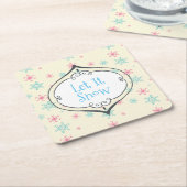 Lassen Sie es rosa und blaue Schneeflocken festhal Rechteckiger Pappuntersetzer (angewinkelt)