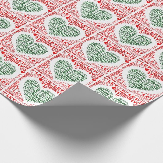 Lassen Sie es rot grünes Weihnachtswrackpapier sch Geschenkpapier (Ecke)