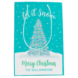 Lassen Sie es Schnee Aquamarin Aqua Weihnachtsbaum Mittlere Geschenktüte