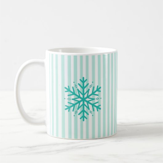 Lassen Sie es Schnee Aquamarin Schneemann Weihnach Kaffeetasse (Links)