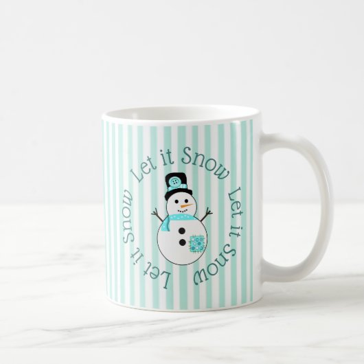 Lassen Sie es Schnee Aquamarin Schneemann Weihnach Kaffeetasse (Rechts)