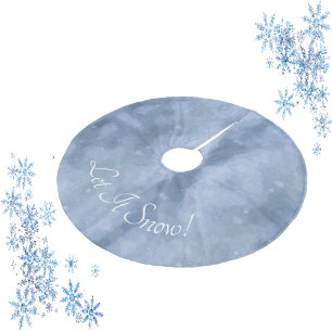 Lassen Sie es Schnee auf Snowy Blue Sky Fleece Weihnachtsbaumdecke