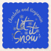 Lassen Sie es Schnee Blau und Silber Weihnachten | Untersetzer (Vorderseite)