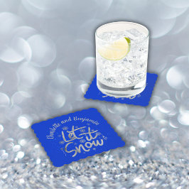 Lassen Sie es Schnee Blau und Silber Weihnachten | Untersetzer