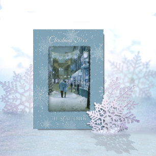 Lassen Sie es Schnee Blue Foil Weihnachtskarte Folieneinladung