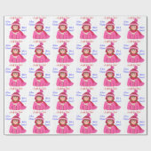 Lassen Sie es Schnee Blue-Mit Augen Girl Pink Pom- Geschenkpapier (Flach)