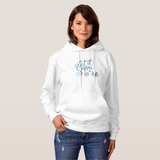 Lassen Sie es Schnee Blue Schneeflocken Winter / W Hoodie (Vorne ganz)