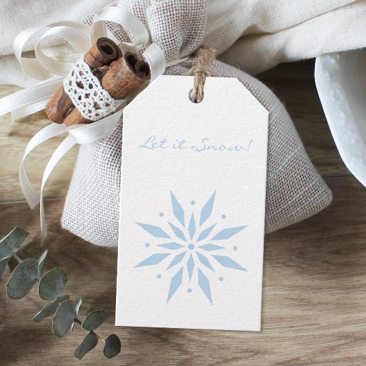 Lassen Sie es Schnee Blue Snowflake Geschenkanhänger