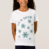 Lassen Sie es schnee Blue Winter Snowflake Muster T-Shirt (Vorderseite)