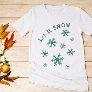 Lassen Sie es schnee Blue Winter Snowflake Muster T-Shirt