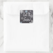 Lassen Sie es Schnee Chalkboard Stil Hintergrund W Quadratischer Aufkleber (Tasche)