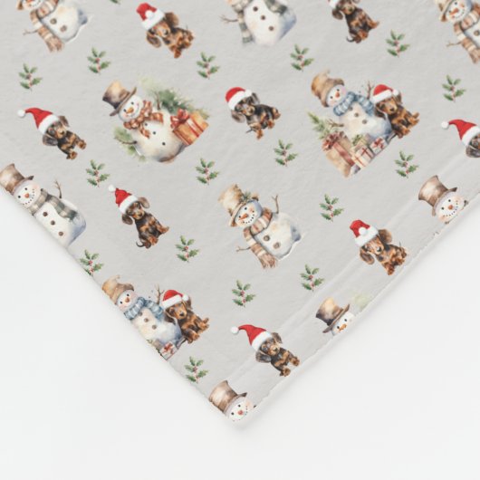 Lassen Sie es Schnee Dackel & Snowman Fleecedecke (Ecke)