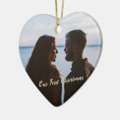 Lassen Sie es Schnee Erste Weihnachts-Foto Gold Fa Keramik Ornament (Links)