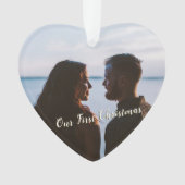 Lassen Sie es Schnee Erste Weihnachts-Foto Gold Fa Ornament (Vorderseite)