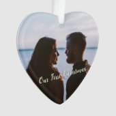 Lassen Sie es Schnee Erste Weihnachts-Foto Gold Fa Ornament (Vorderseite)