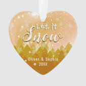 Lassen Sie es Schnee Erste Weihnachts-Foto Gold Fa Ornament (Rückseite)