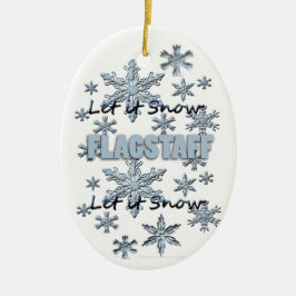 Lassen Sie es Schnee Flagstaff Arizona Weihnachtss Keramikornament