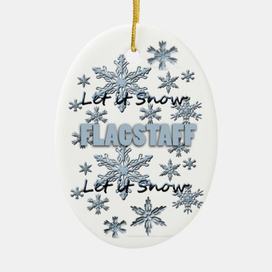 Lassen Sie es Schnee Flagstaff Arizona Weihnachtss Keramikornament (Vorne)