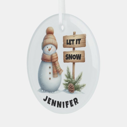 Lassen Sie es schnee gemütlichen Winter Snowman In Ornament Aus Glas (Vorderseite links)