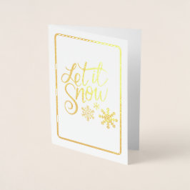Lassen Sie es schnee Gold Tone Fohlen Weihnachtska Folienkarte