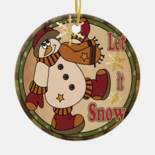 Lassen Sie es Schnee Holiday Snowman Ornament