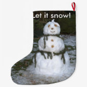 Lassen Sie es Schnee Jolly Snowman Snow Lady Seash Großer Weihnachtsstrumpf (Rückseite)