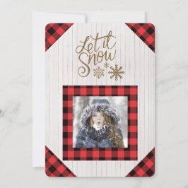 Lassen Sie es Schnee Red Buffalo Karo Foto Ferienk Feiertagskarte