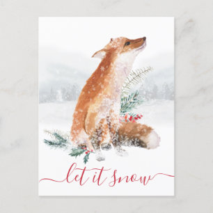 Lassen Sie es Schnee Red Fox Winter Wald Urlaub Postkarte